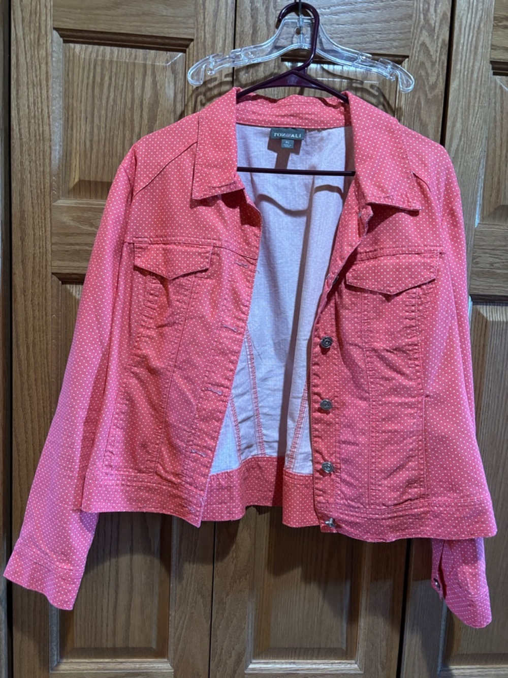 Roller Rabbit Coral Pink Polka Dot Jean Jacket